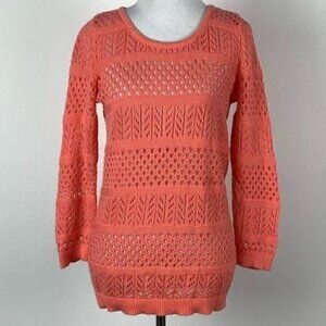 Ann Taylor loft outlet sweater XS coral open knit
